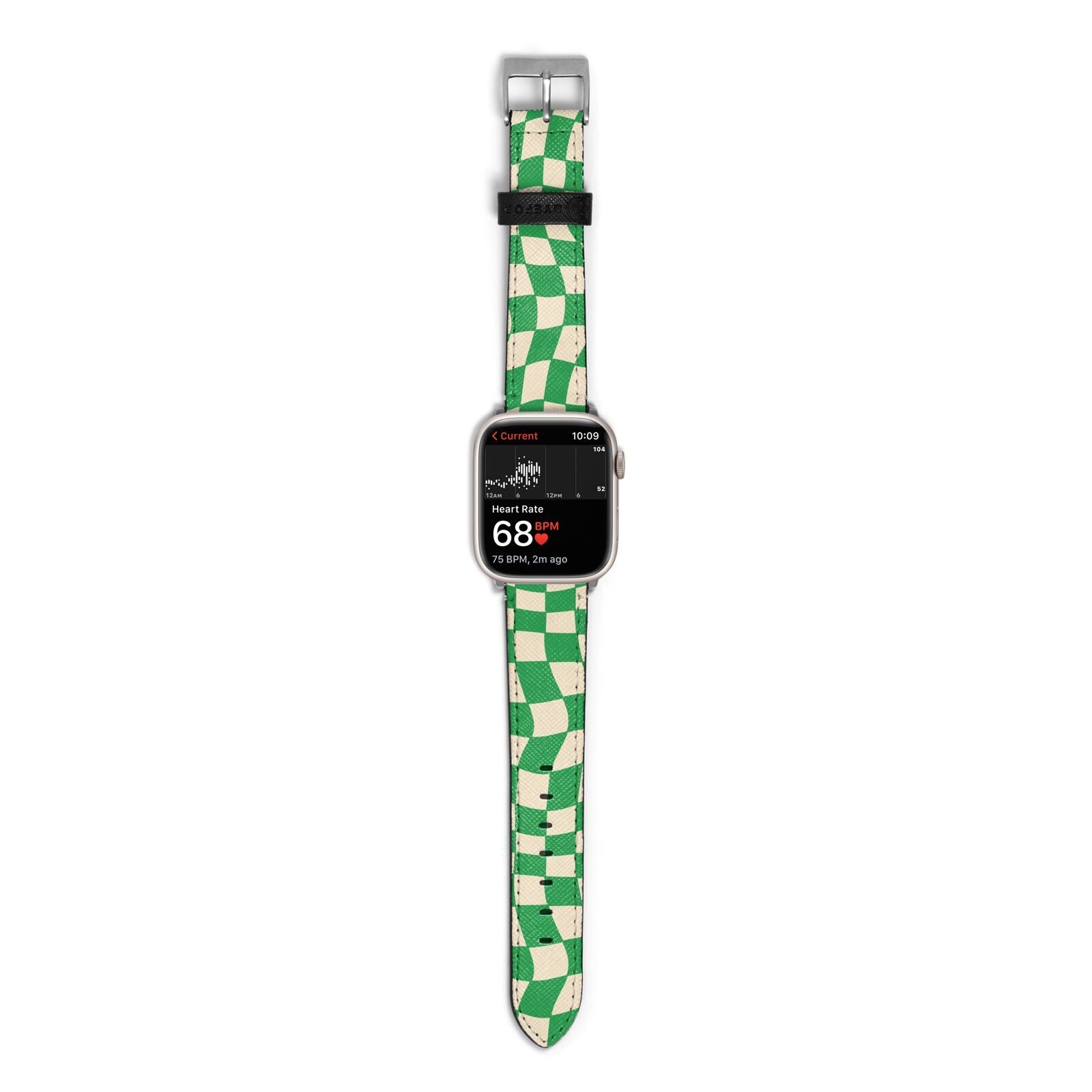 Green Check Apple Watch Strap Size 38mm with Silver Hardware