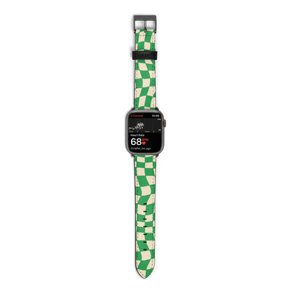 Green Check Apple Watch Strap Size 38mm with Space Grey Hardware