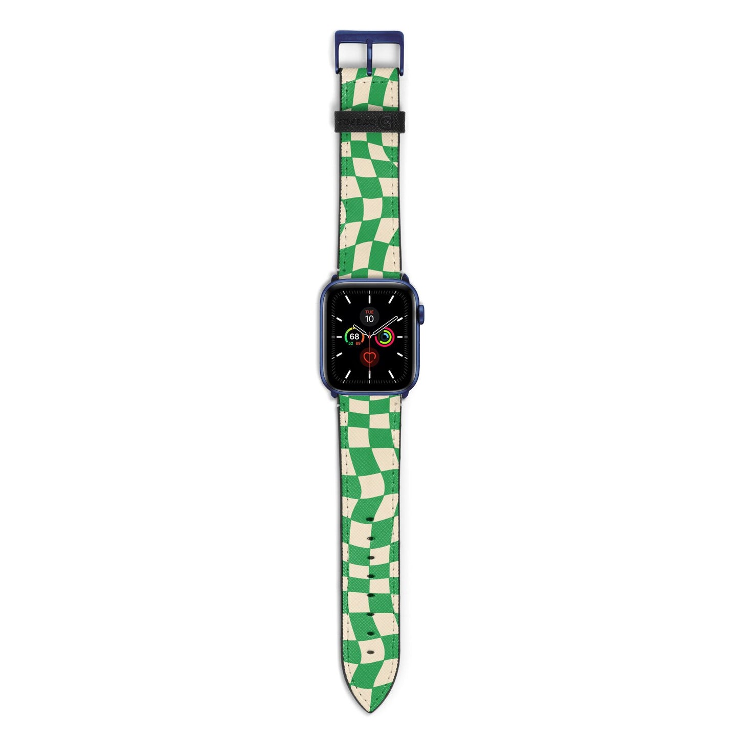 Green Check Apple Watch Strap with Blue Hardware