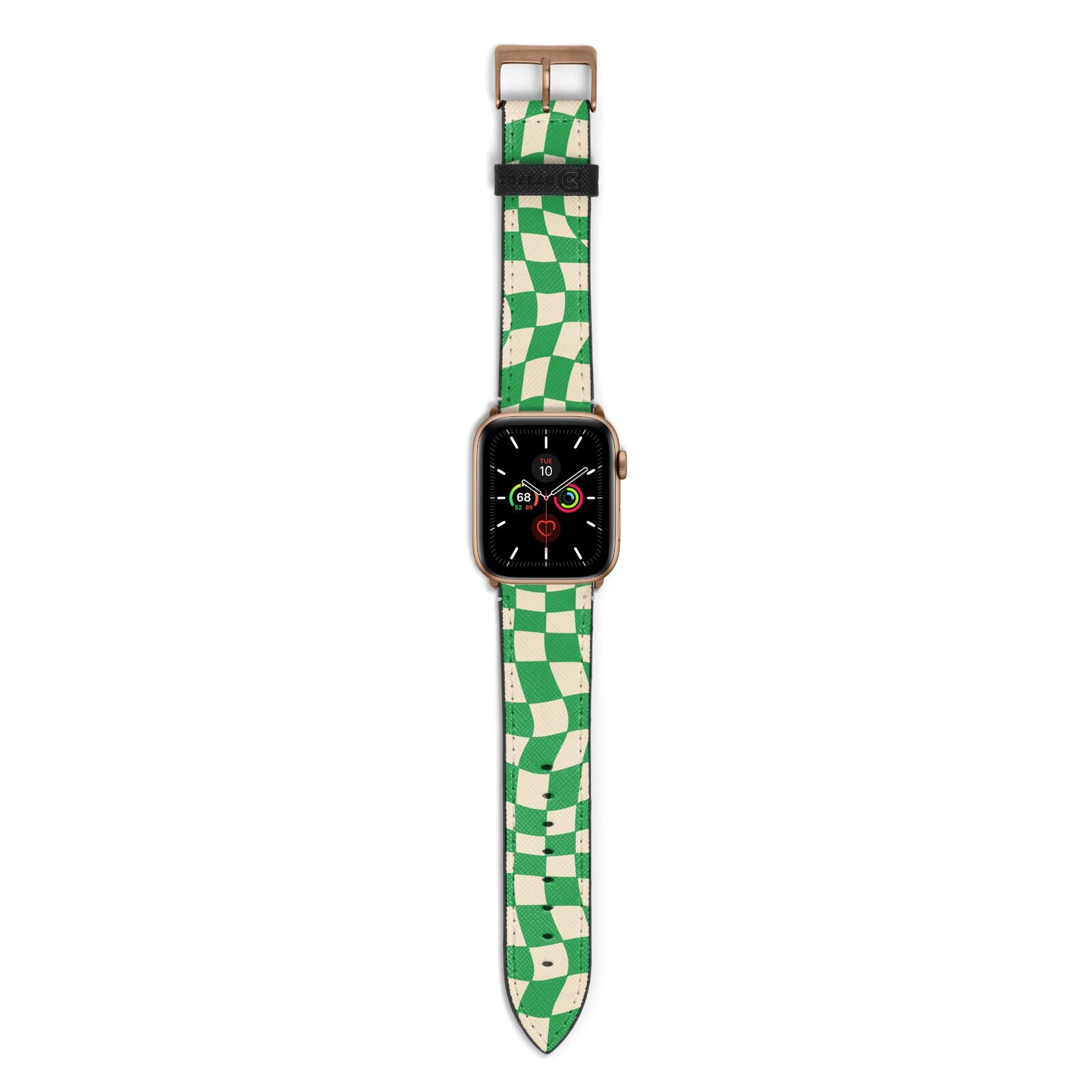 Green Check Apple Watch Strap with Gold Hardware