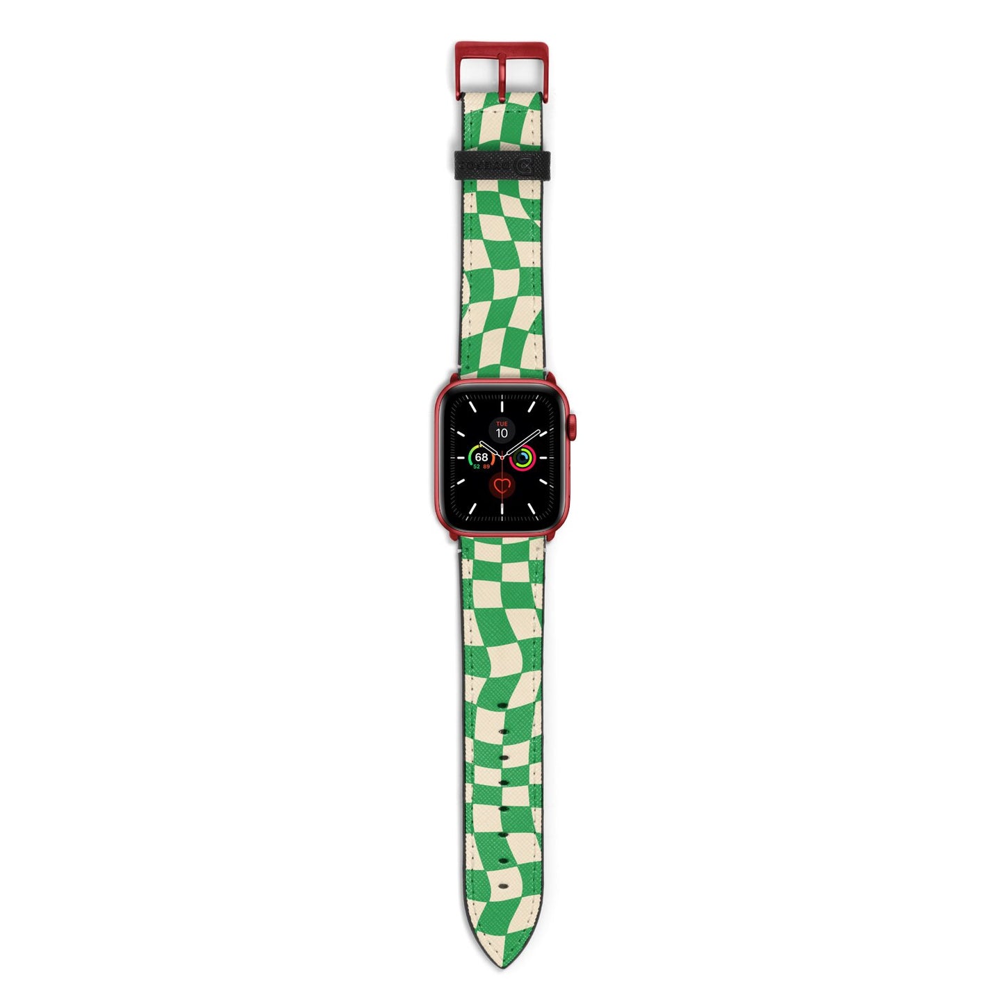 Green Check Apple Watch Strap with Red Hardware