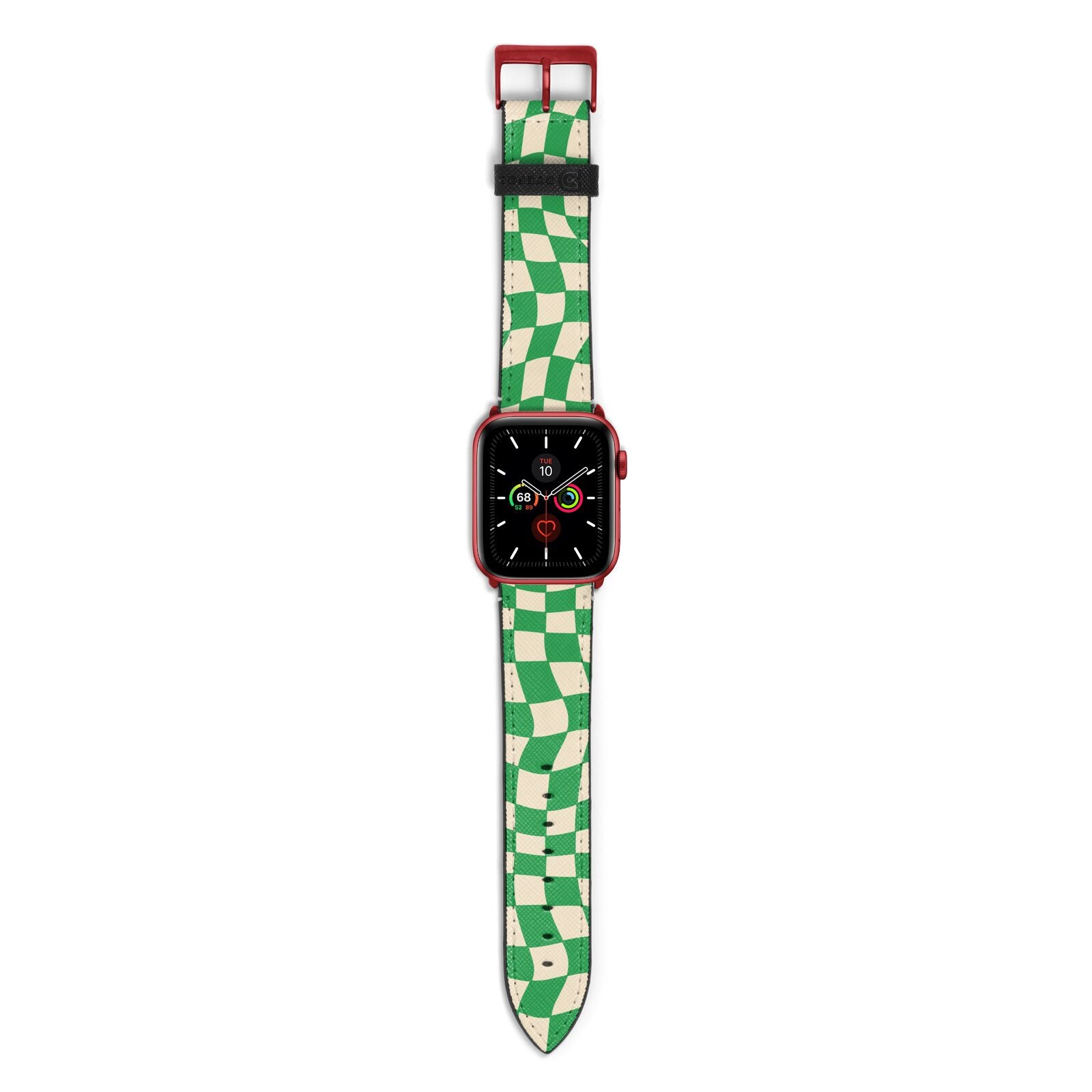 Green Check Apple Watch Strap with Red Hardware