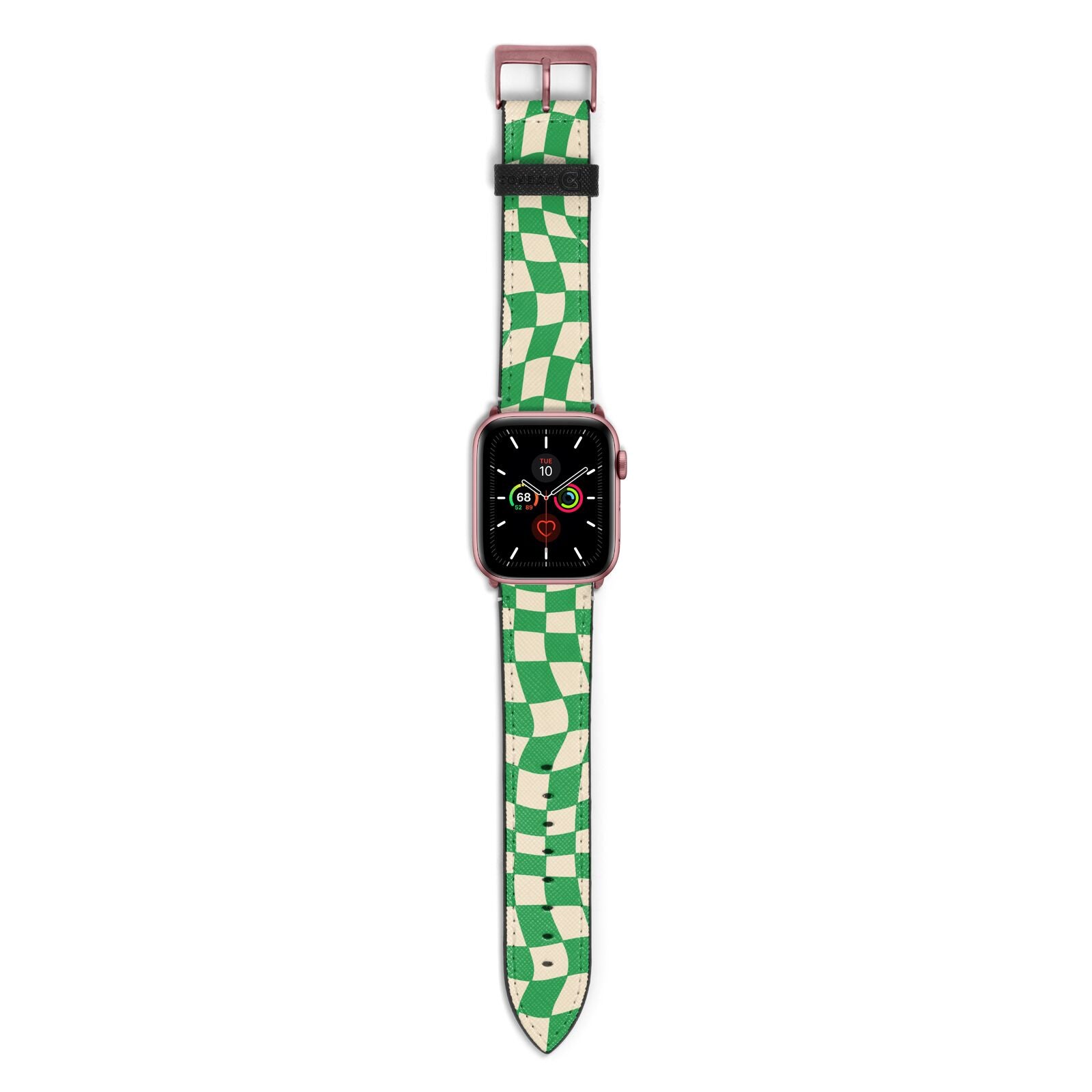 Green Check Apple Watch Strap with Rose Gold Hardware