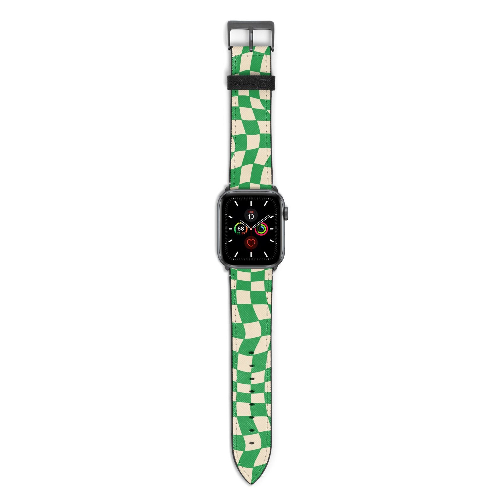 Green Check Apple Watch Strap with Space Grey Hardware