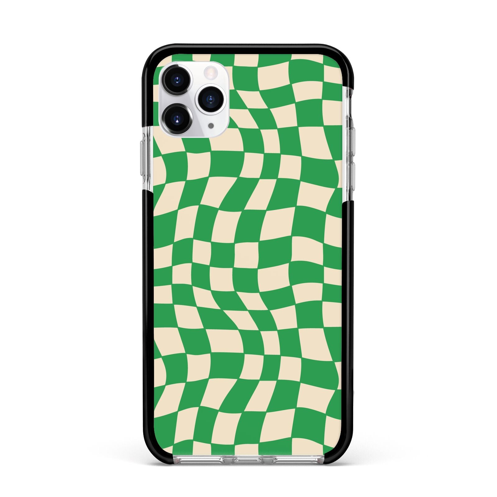 Green Check Apple iPhone 11 Pro Max in Silver with Black Impact Case