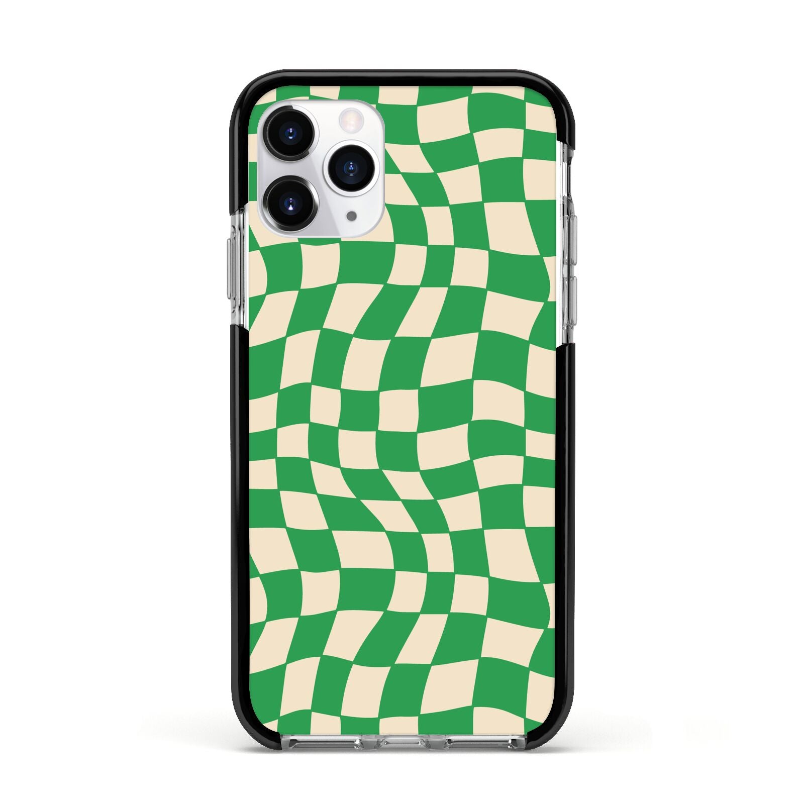 Green Check Apple iPhone 11 Pro in Silver with Black Impact Case