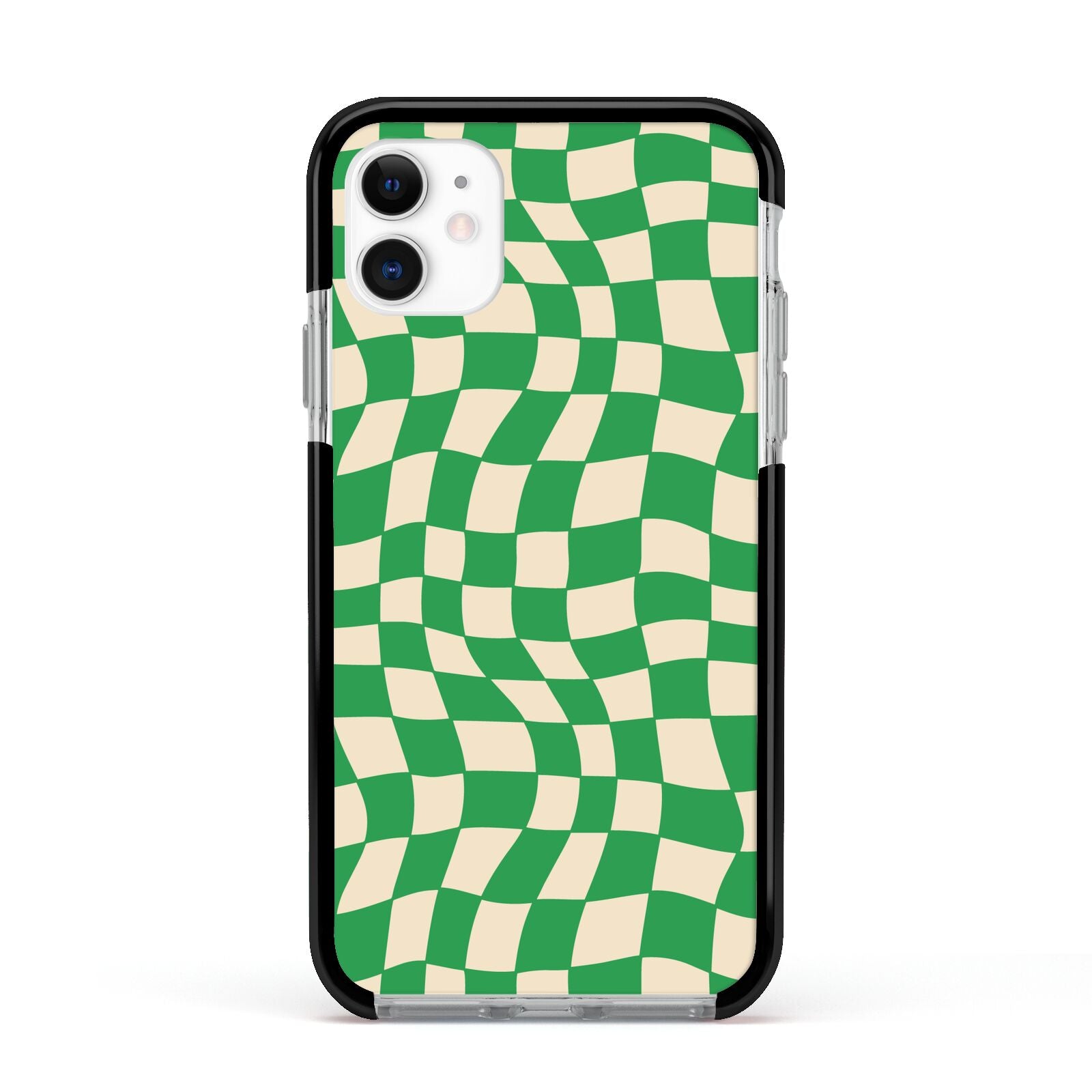 Green Check Apple iPhone 11 in White with Black Impact Case