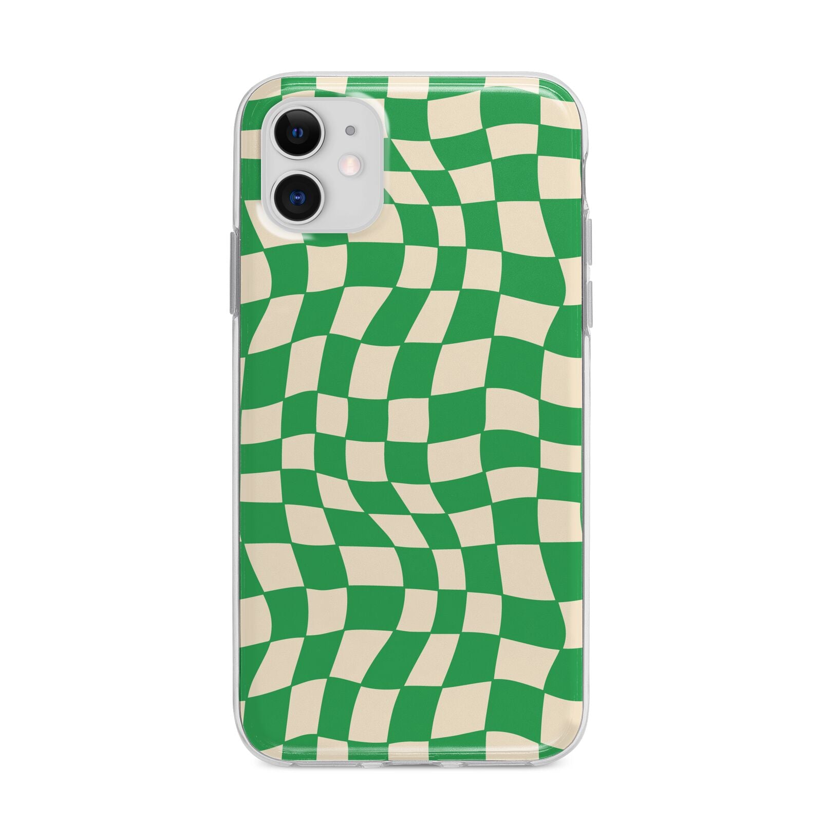 Green Check Apple iPhone 11 in White with Bumper Case