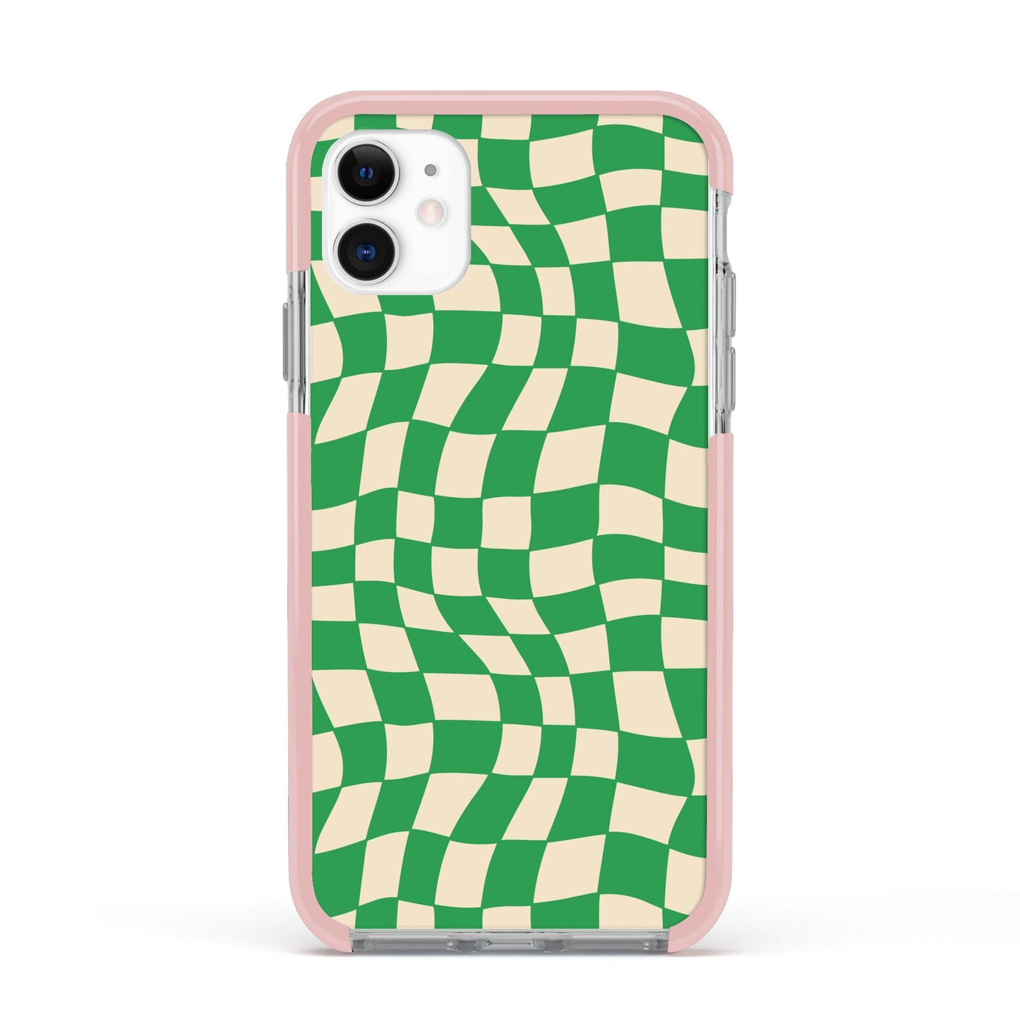 Green Check Apple iPhone 11 in White with Pink Impact Case