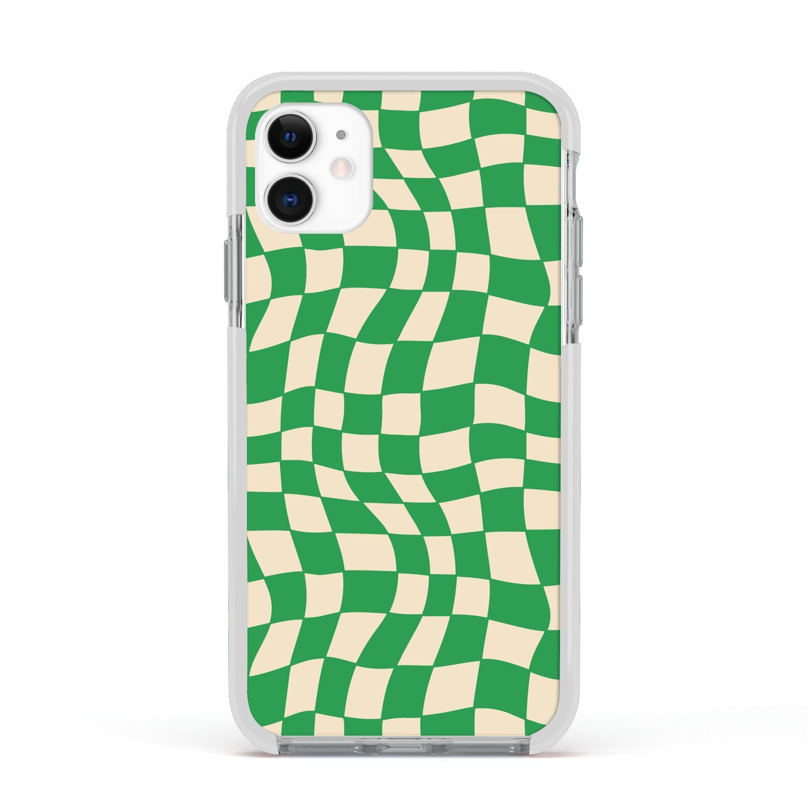 Green Check Apple iPhone 11 in White with White Impact Case