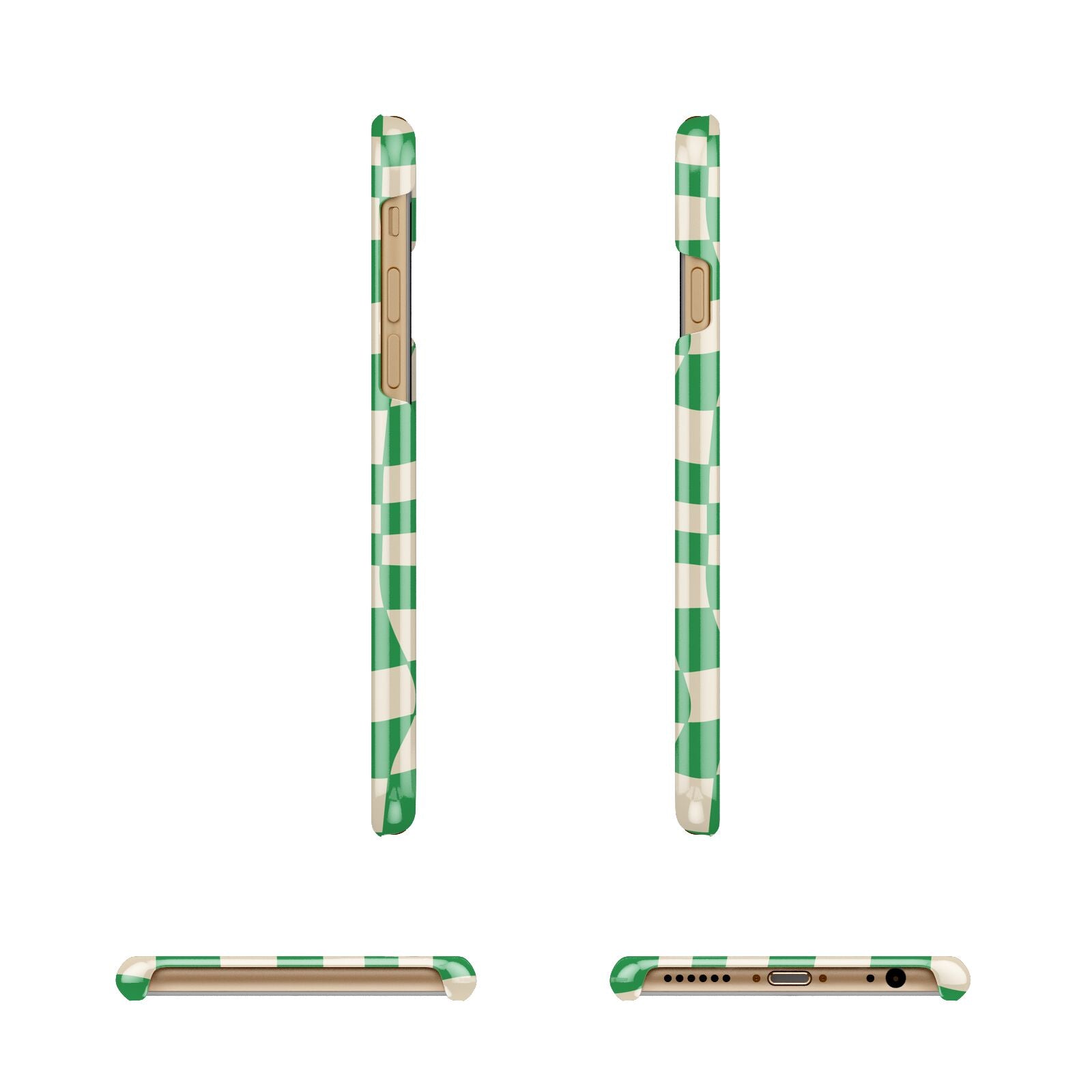 Green Check Apple iPhone 6 3D Wrap Snap Case Angled Images