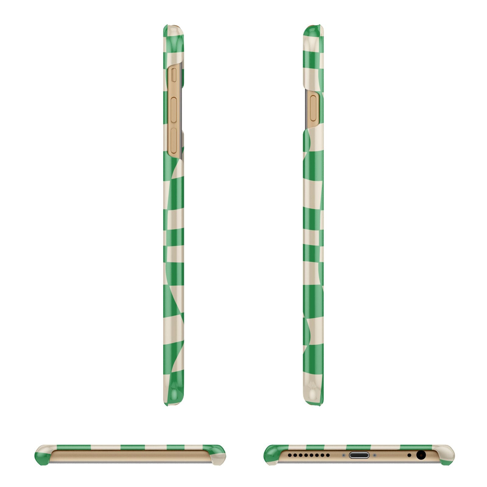 Green Check Apple iPhone 6 Plus 3D Wrap Snap Case Angled Images