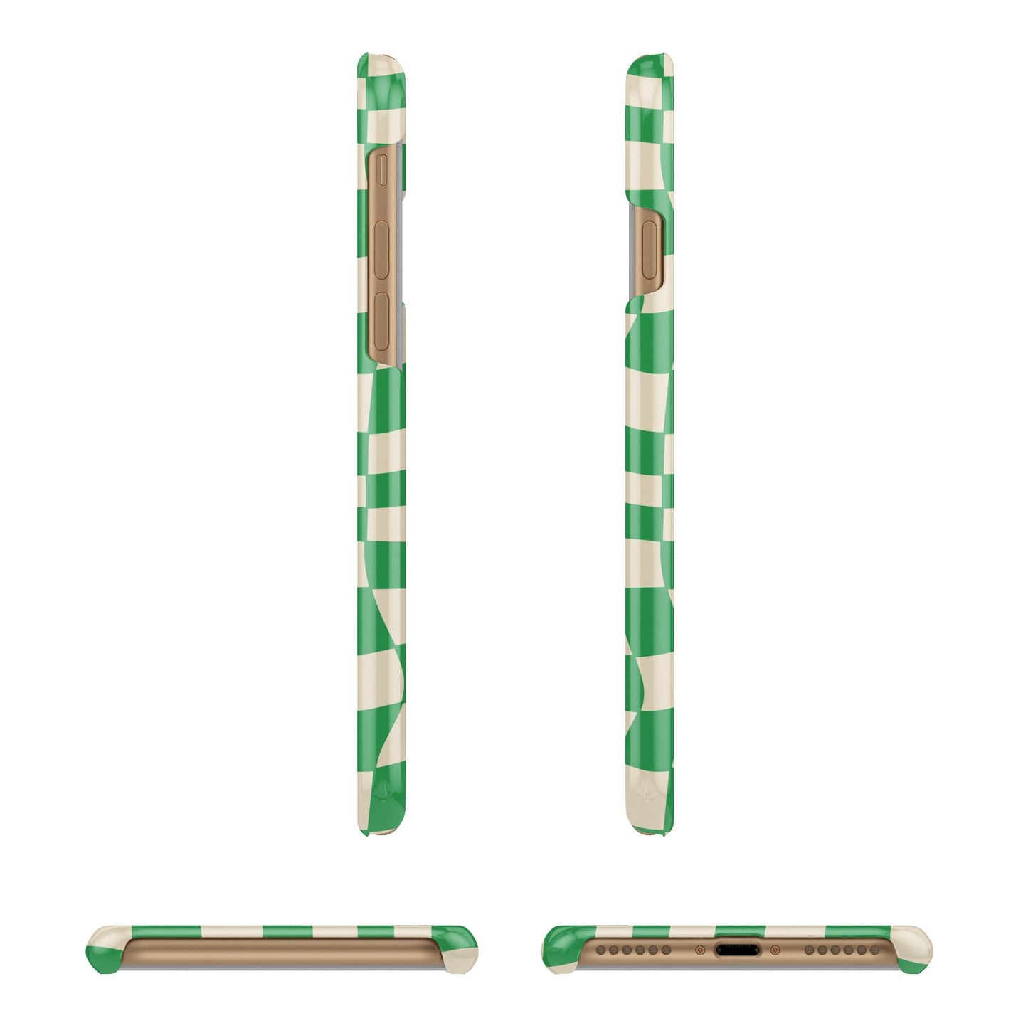 Green Check Apple iPhone 7 8 3D Wrap Snap Case Angled Images