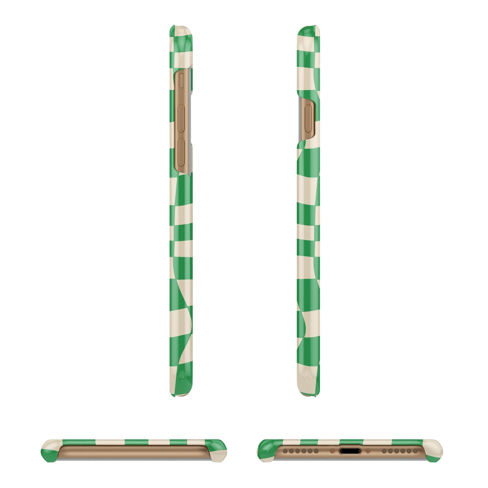 Green Check Apple iPhone 7 8 3D Wrap Snap Case Angled Images