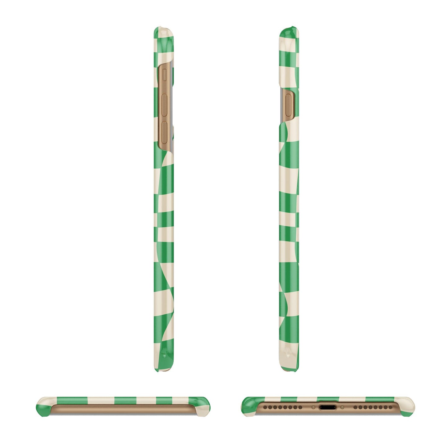 Green Check Apple iPhone 7 Plus 3D Wrap Snap Case Angled Images