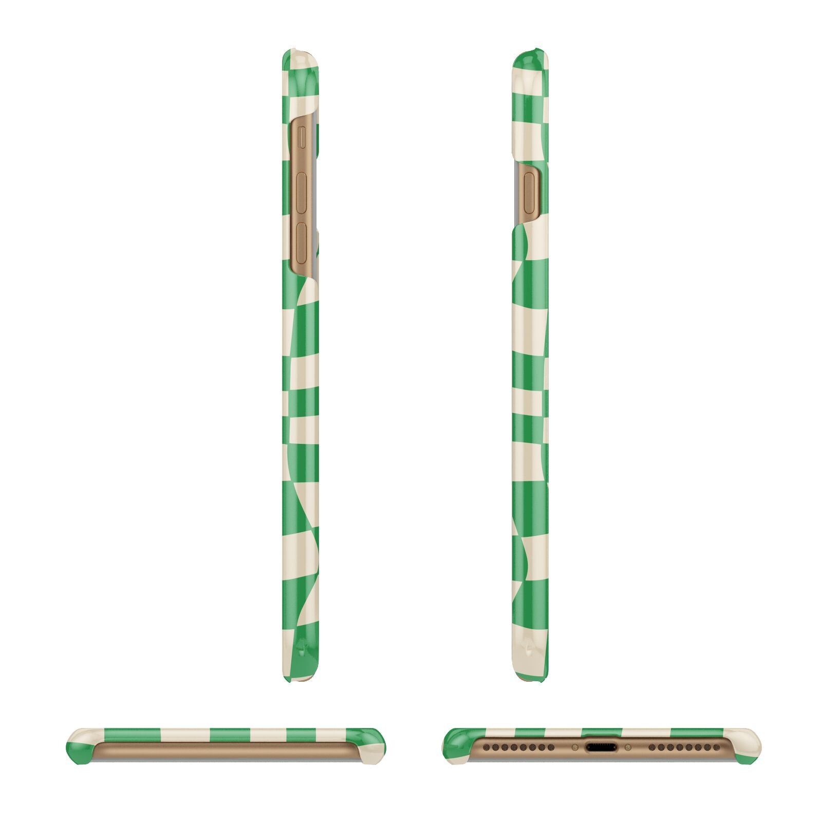 Green Check Apple iPhone 7 Plus 3D Wrap Snap Case Angled Images