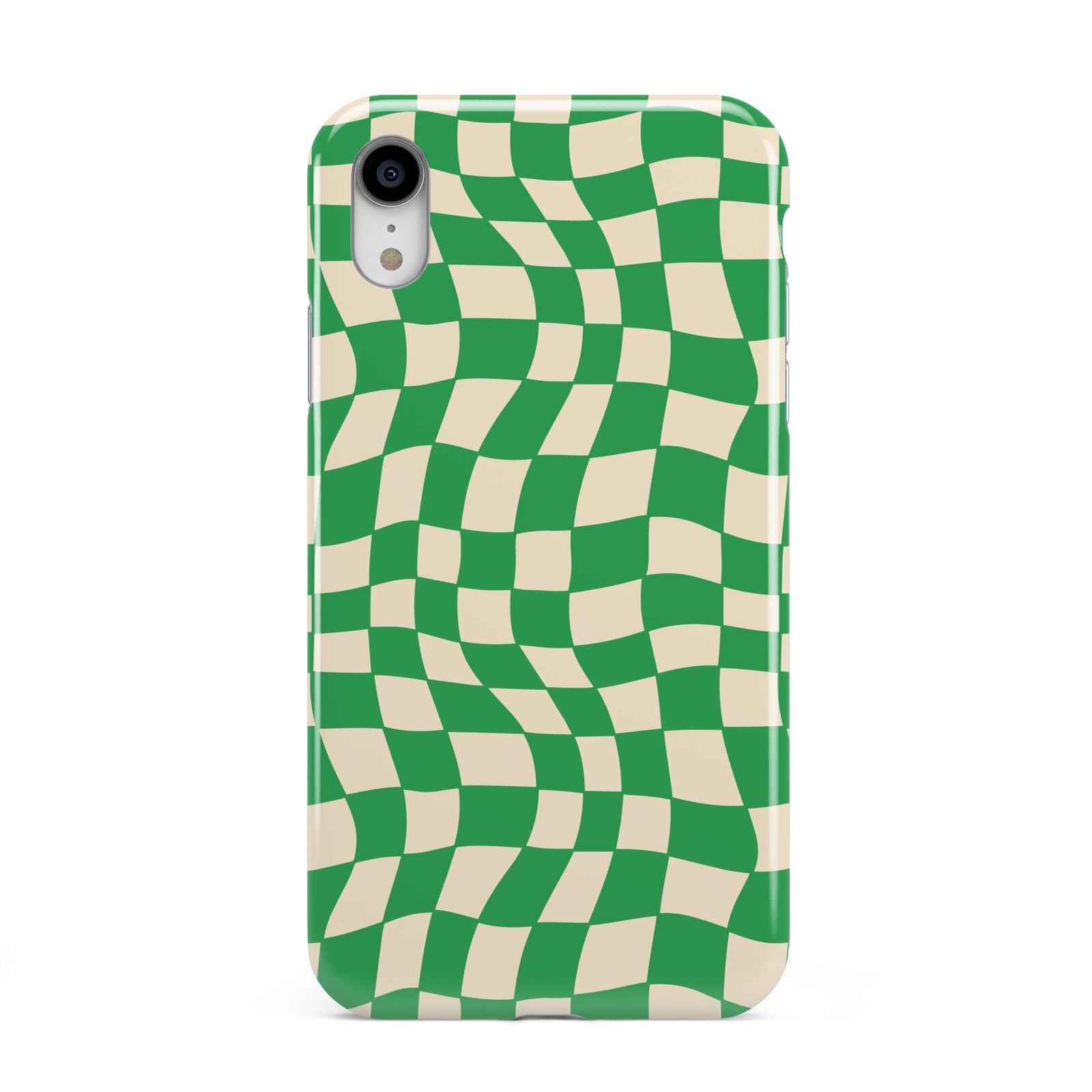 Green Check Apple iPhone XR White 3D Tough Case