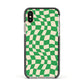 Green Check Apple iPhone Xs Impact Case Black Edge on Gold Phone