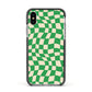 Green Check Apple iPhone Xs Impact Case Black Edge on Silver Phone