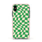 Green Check Apple iPhone Xs Impact Case Pink Edge on Black Phone