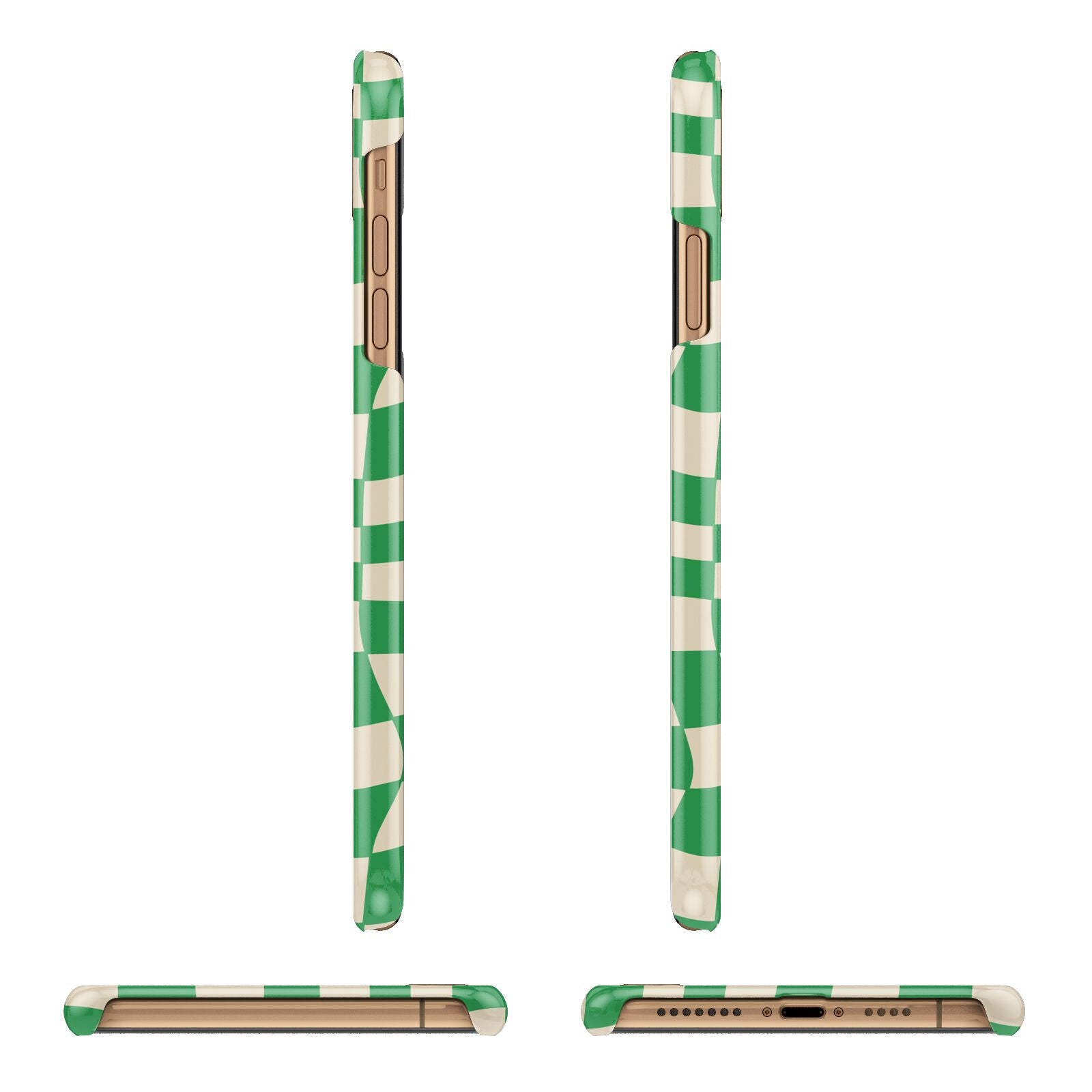 Green Check Apple iPhone Xs Max 3D Wrap Snap Case Angled Images