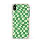 Green Check Apple iPhone Xs Max Impact Case Pink Edge on Silver Phone