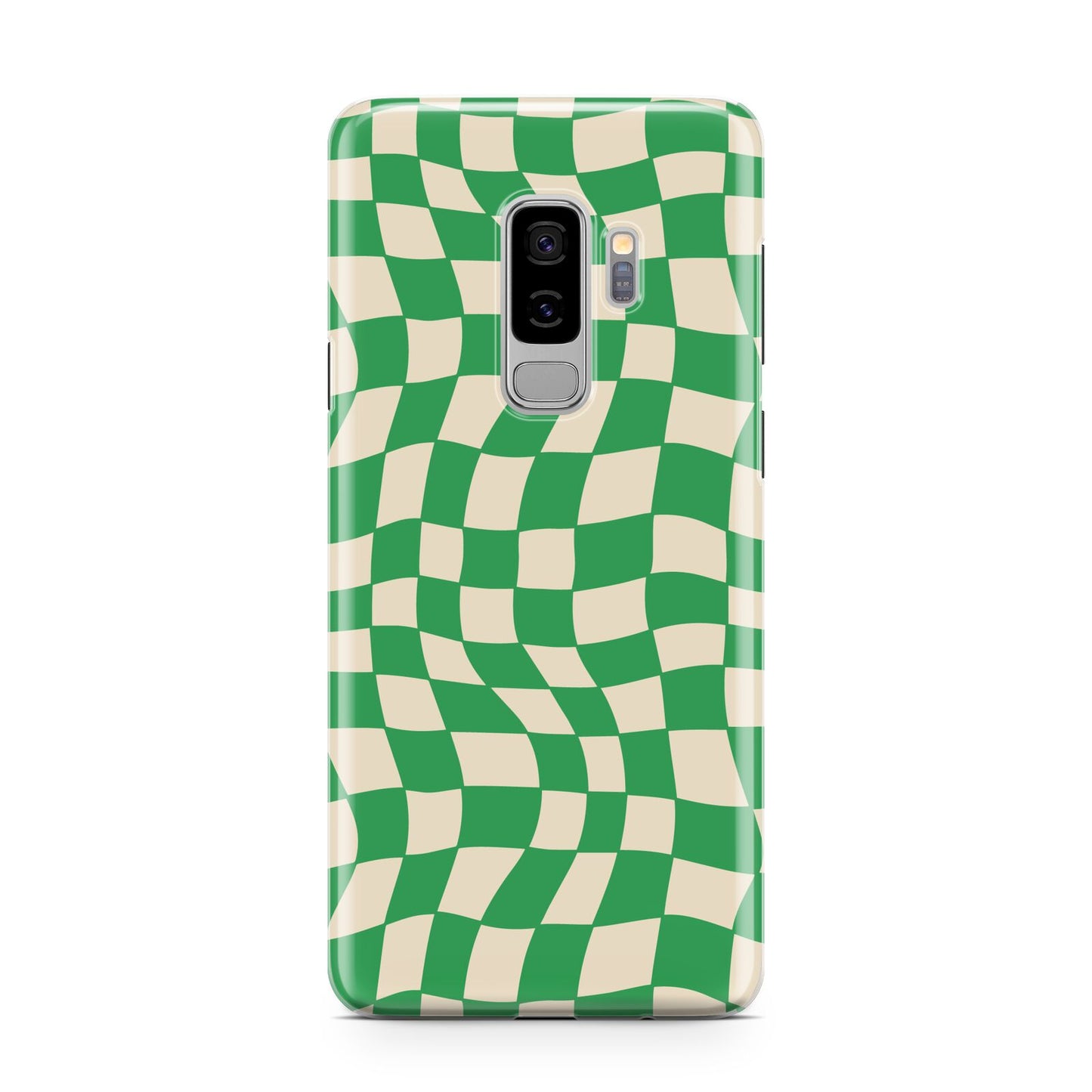 Green Check Samsung Galaxy S9 Plus Case on Silver phone