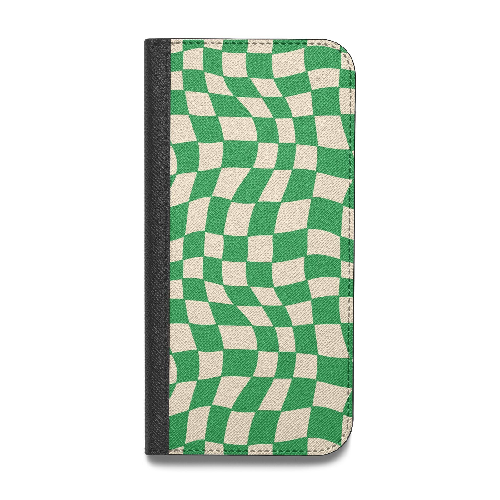 Green Check Vegan Leather Flip Samsung Case