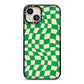 Green Check iPhone 13 Black Impact Case on Silver phone