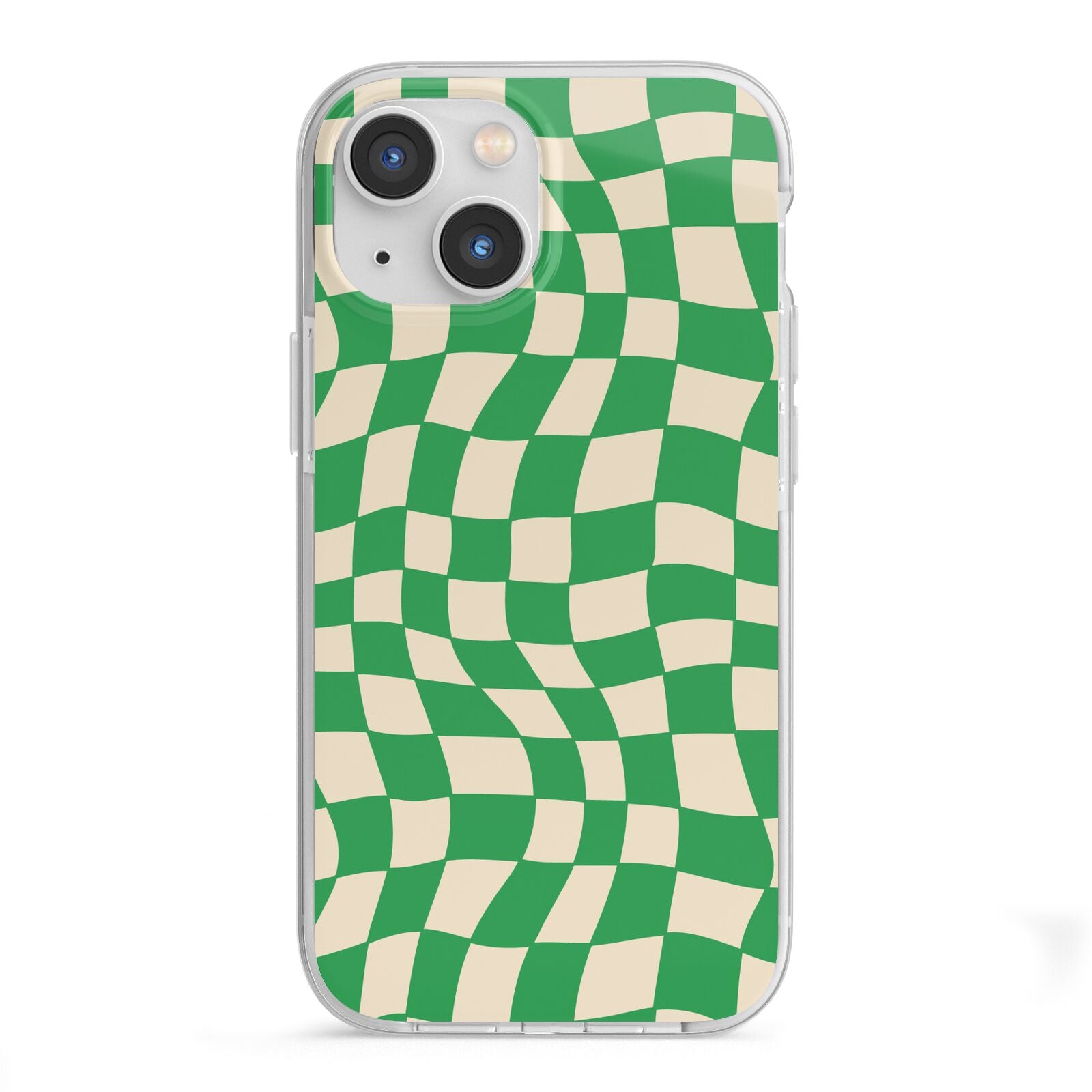 Green Check iPhone 13 Mini TPU Impact Case with White Edges