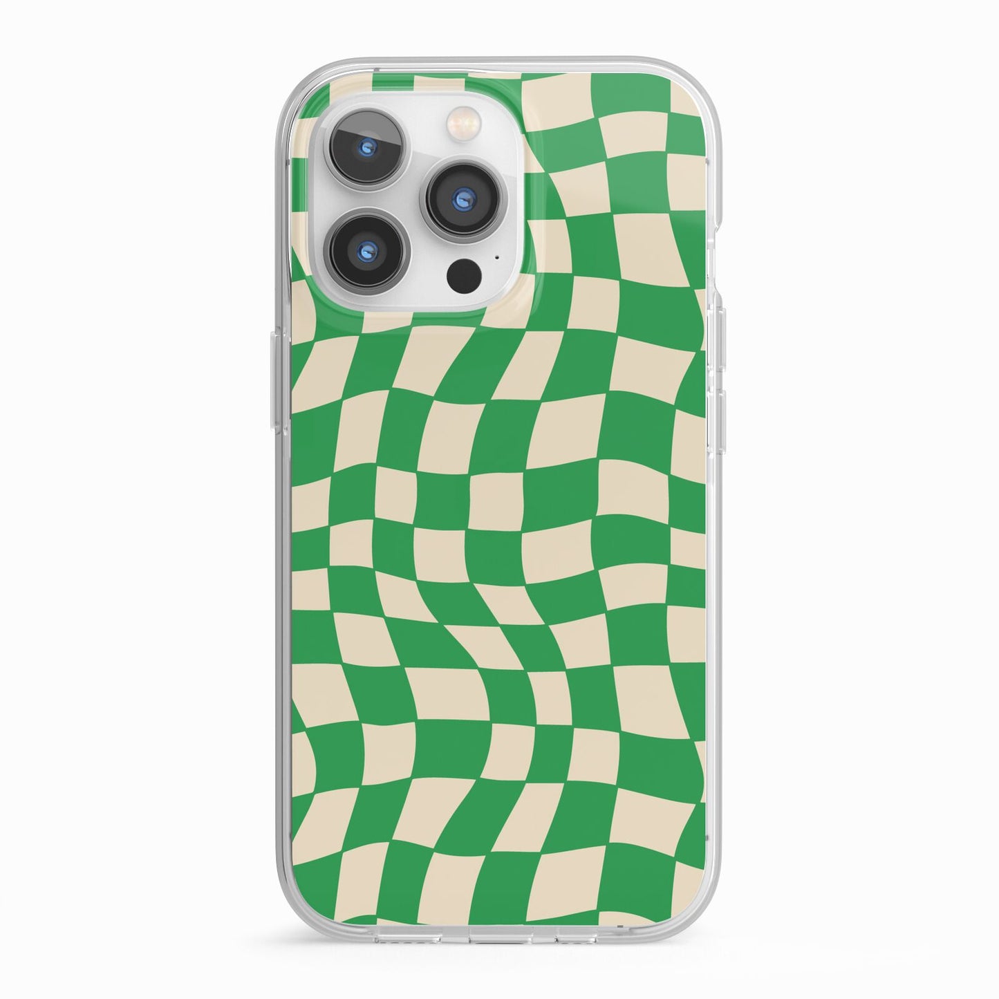 Green Check iPhone 13 Pro TPU Impact Case with White Edges