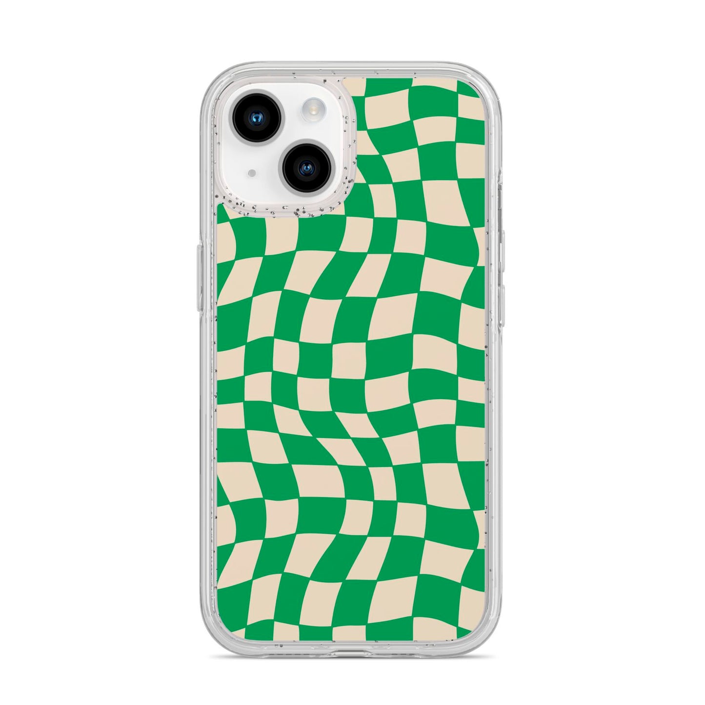 Green Check iPhone 14 Glitter Tough Case Starlight