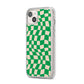 Green Check iPhone 14 Plus Clear Tough Case Starlight Angled Image