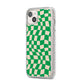 Green Check iPhone 14 Plus Glitter Tough Case Starlight Angled Image