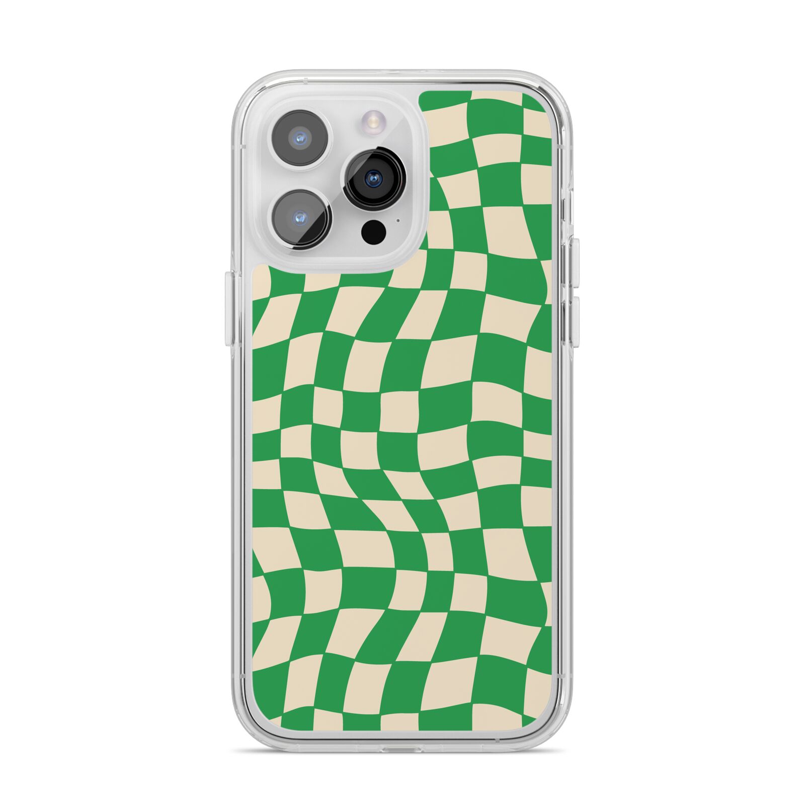 Green Check iPhone 14 Pro Max Clear Tough Case Silver