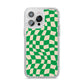 Green Check iPhone 14 Pro Max Glitter Tough Case Silver