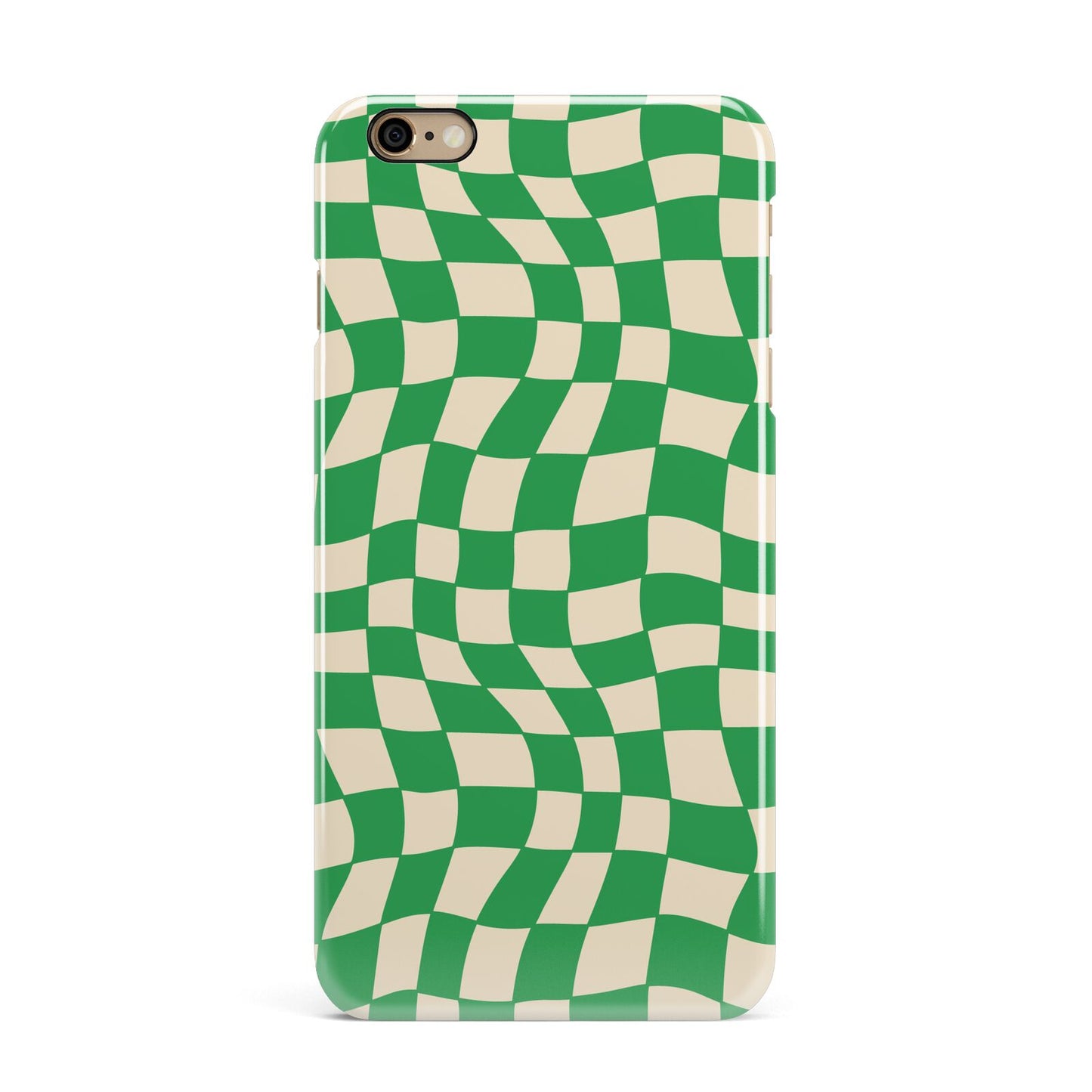 Green Check iPhone 6 Plus 3D Snap Case on Gold Phone