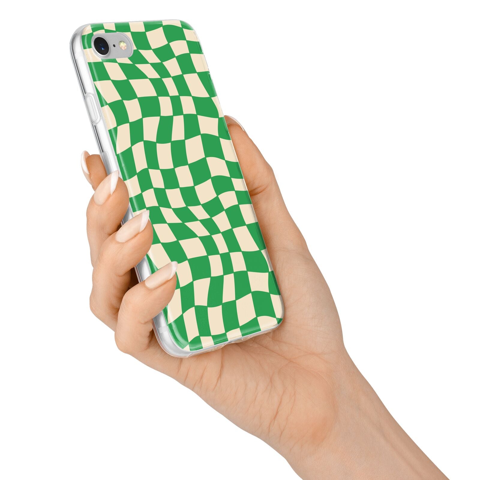 Green Check iPhone 7 Bumper Case on Silver iPhone Alternative Image