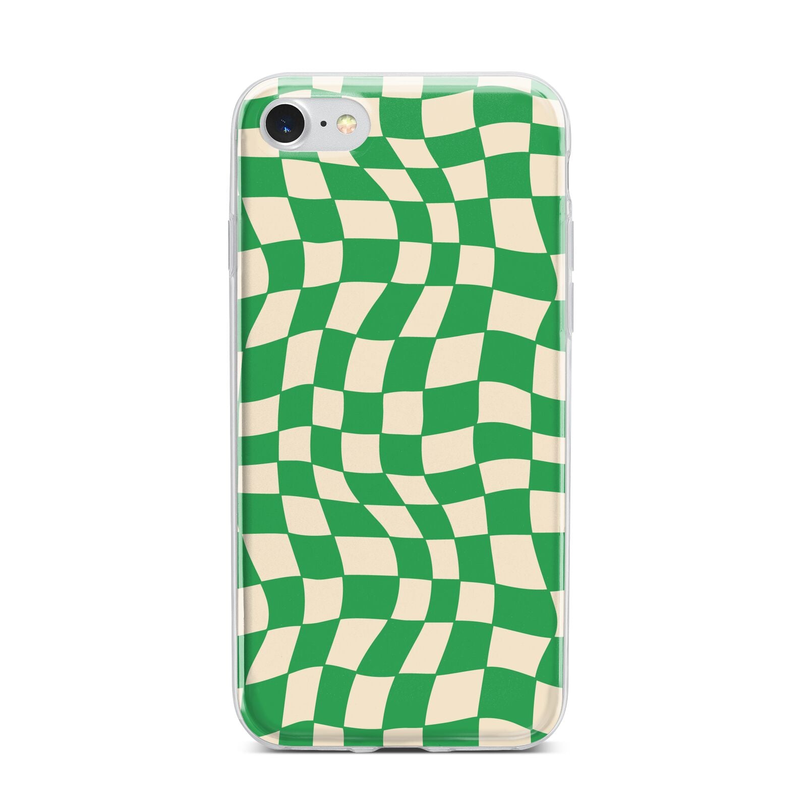 Green Check iPhone 7 Bumper Case on Silver iPhone