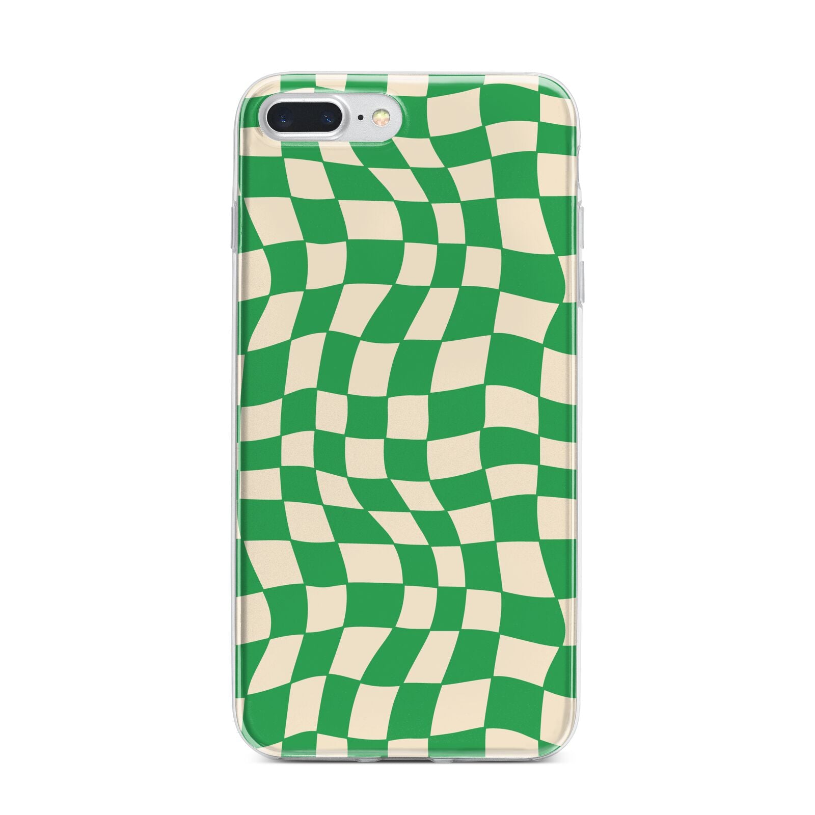 Green Check iPhone 7 Plus Bumper Case on Silver iPhone