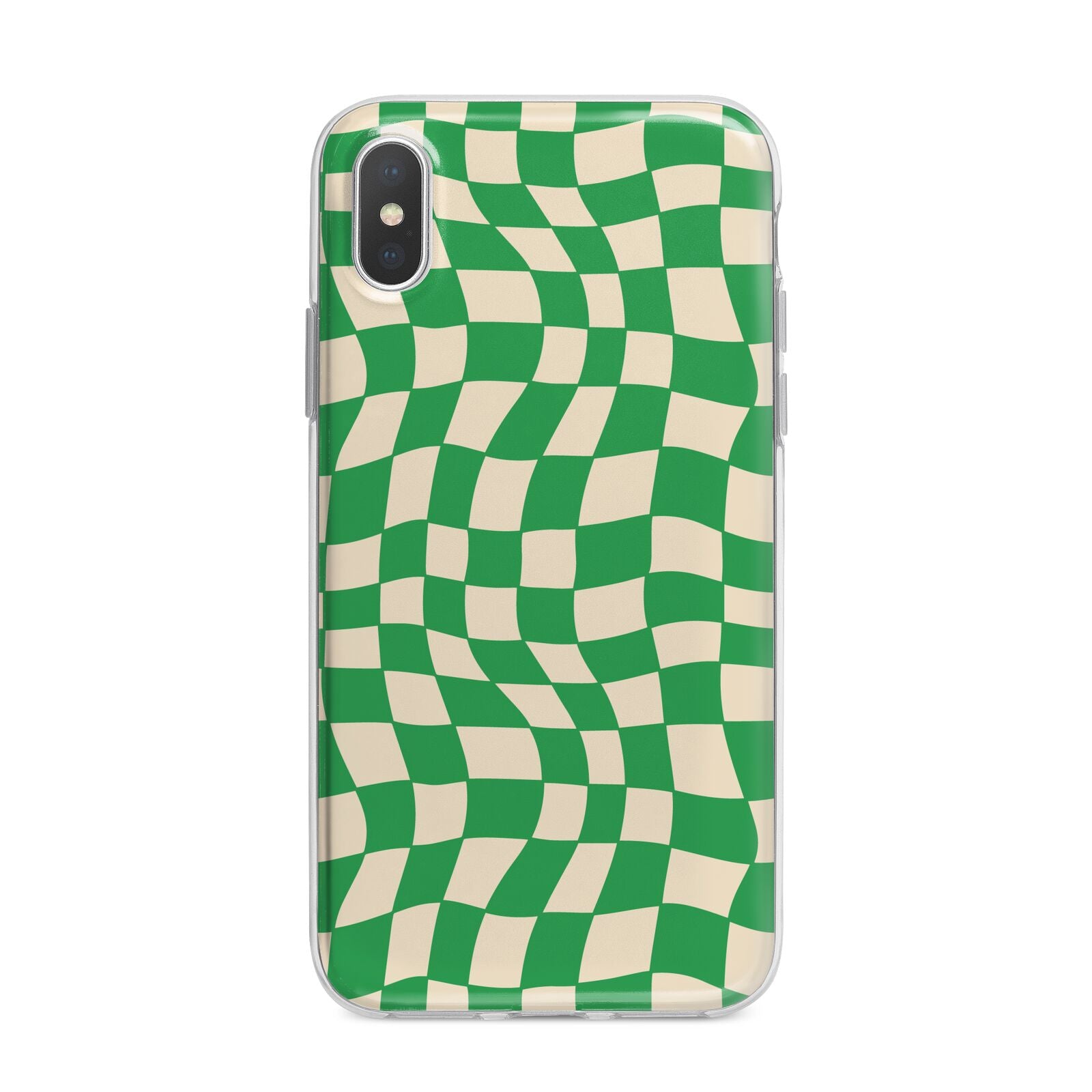Green Check iPhone X Bumper Case on Silver iPhone Alternative Image 1
