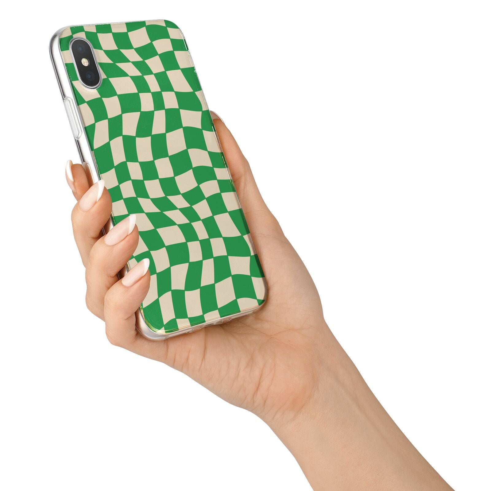 Green Check iPhone X Bumper Case on Silver iPhone Alternative Image 2