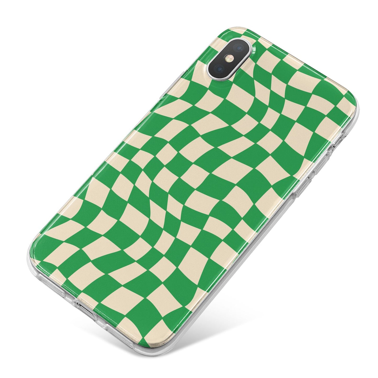 Green Check iPhone X Bumper Case on Silver iPhone