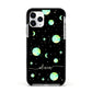 Green Galaxy Personalised Name Apple iPhone 11 Pro in Silver with Black Impact Case