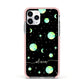 Green Galaxy Personalised Name Apple iPhone 11 Pro in Silver with Pink Impact Case