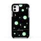 Green Galaxy Personalised Name Apple iPhone 11 in White with Black Impact Case