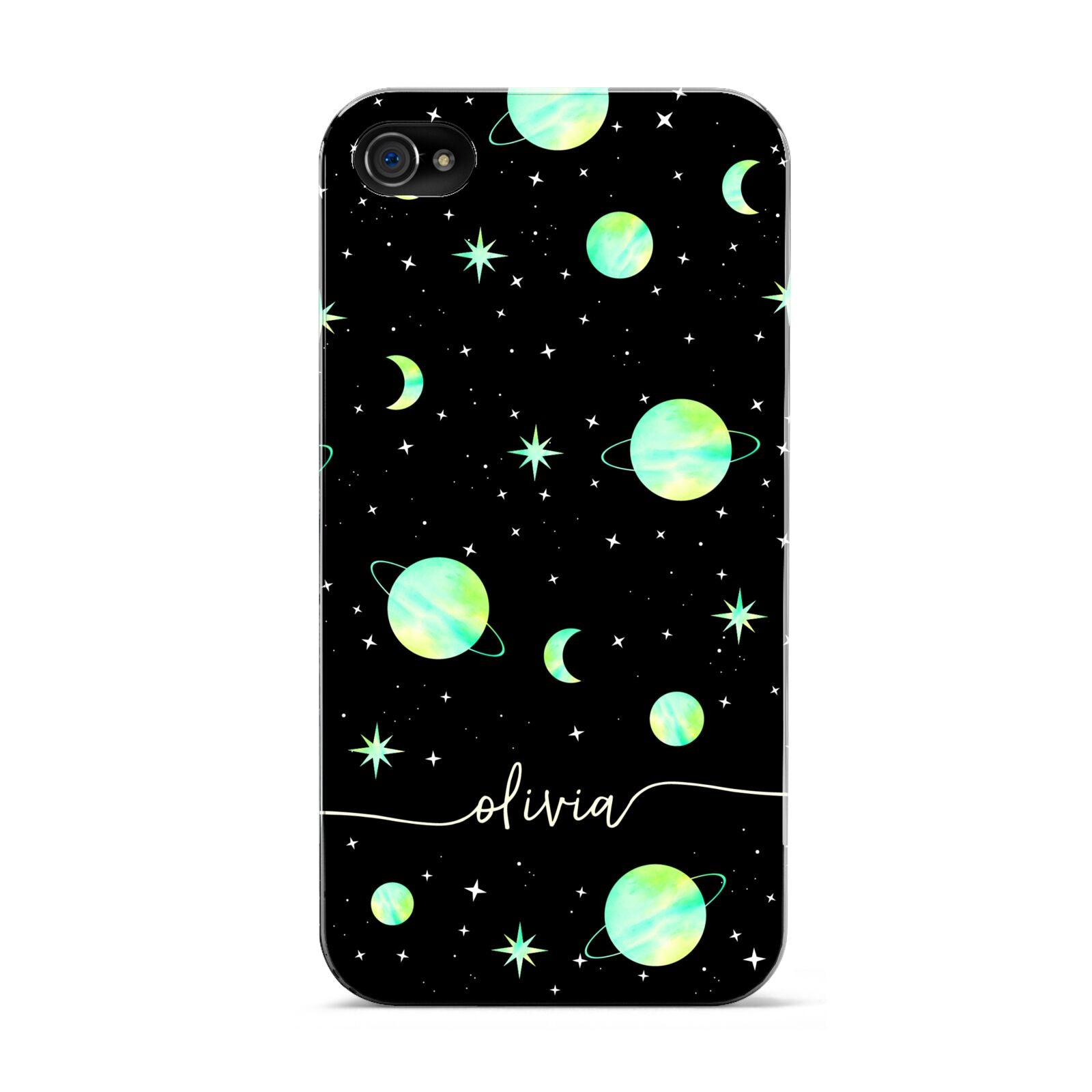 Green Galaxy Personalised Name Apple iPhone 4s Case
