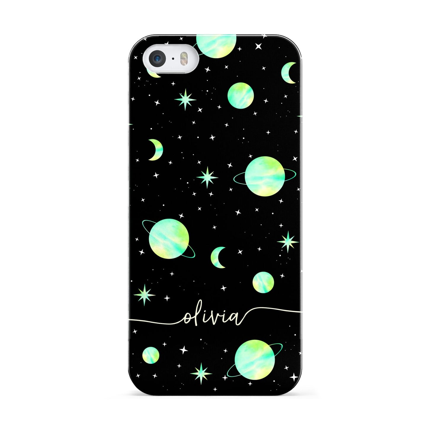 Green Galaxy Personalised Name Apple iPhone 5 Case