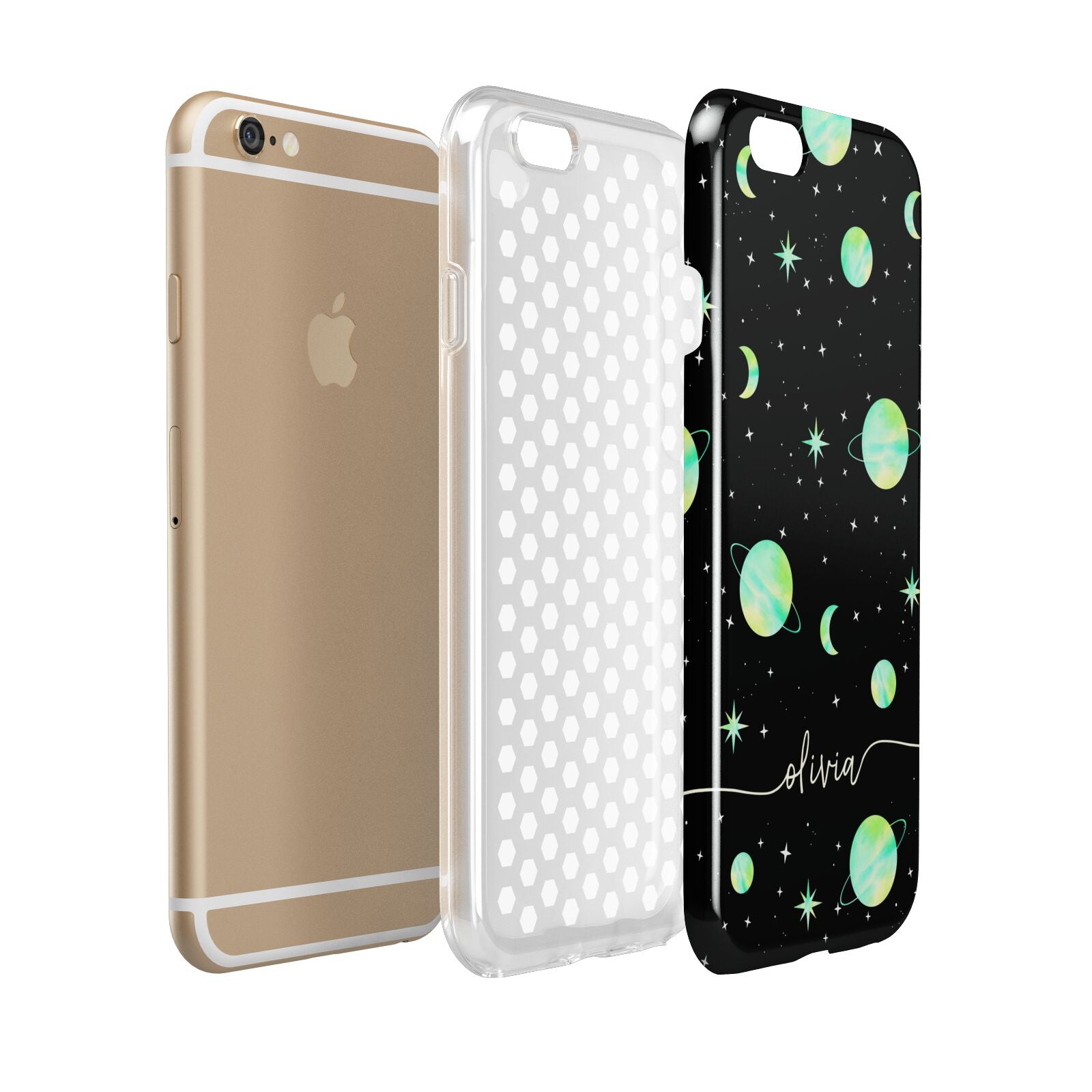 Green Galaxy Personalised Name Apple iPhone 6 3D Tough Case Expanded view
