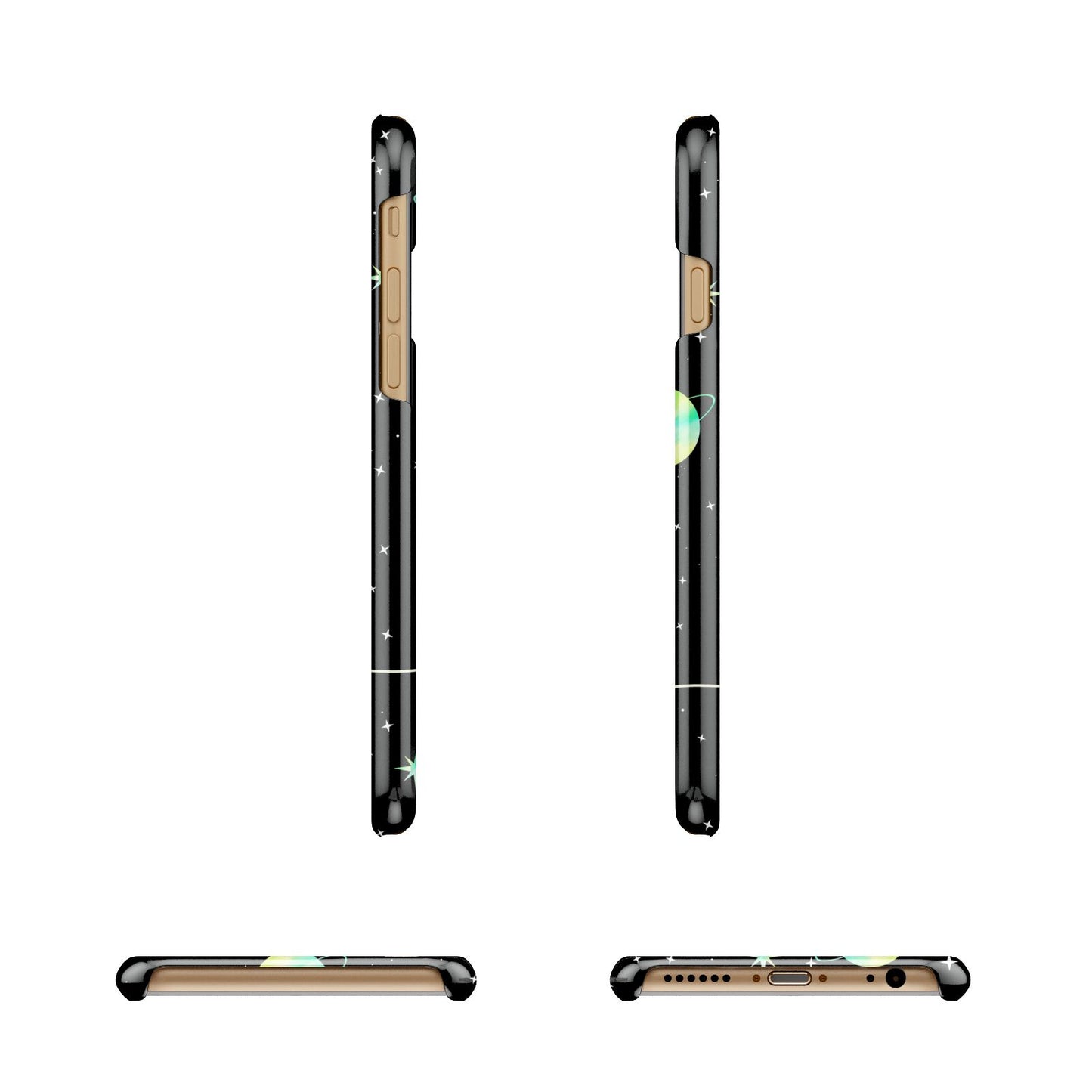 Green Galaxy Personalised Name Apple iPhone 6 3D Wrap Snap Case Angled Images